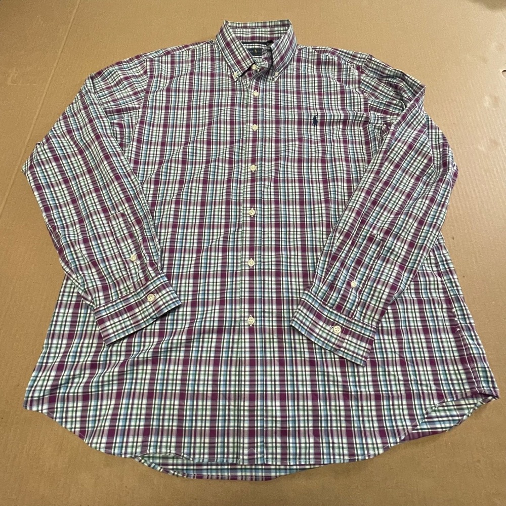 Polo Ralph Lauren Men's XL Performance Dress Shirt Button Front Nylon Purple